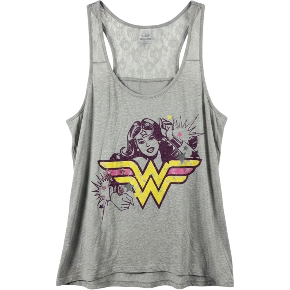 Torrid Wonder Woman Sleep Tank Top Gray Lace Back Graphic Women 2x